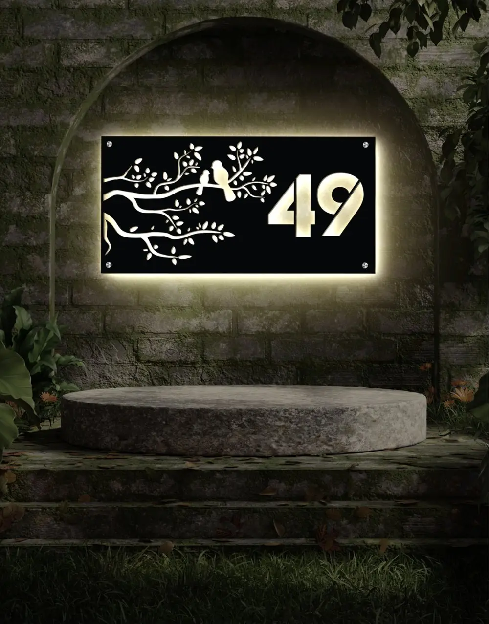 Birds on a Branch House Number Sign